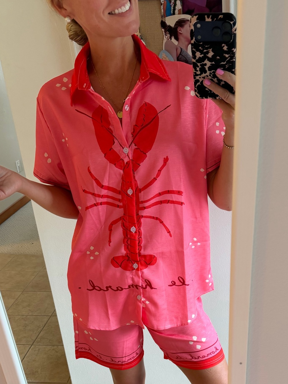 Pink Lobster Resort Short Set - Top & Bottom - never worn!